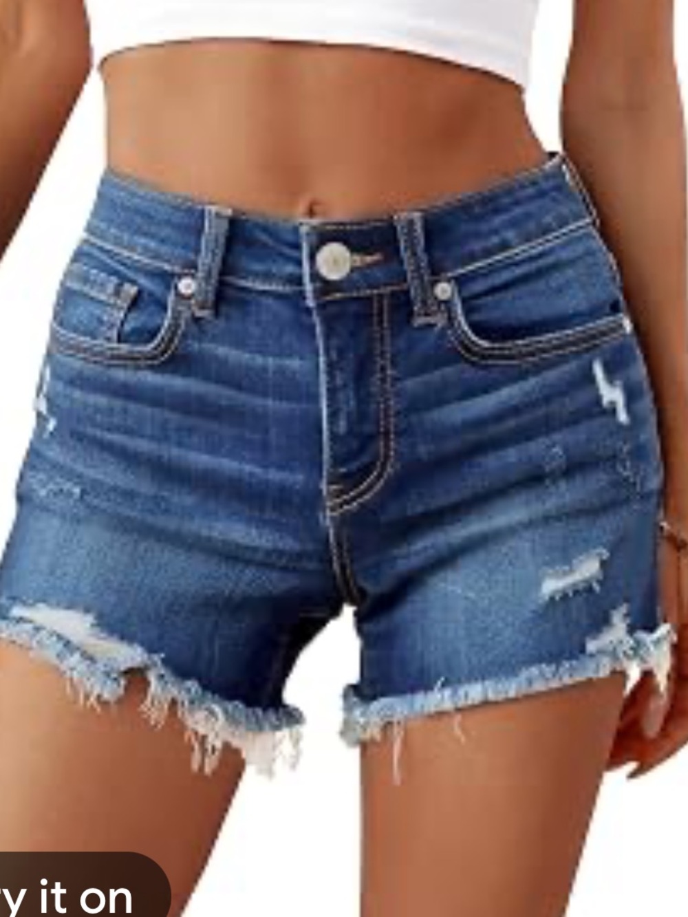 Kancan cutoff Distressed Denim Shorts - Blue